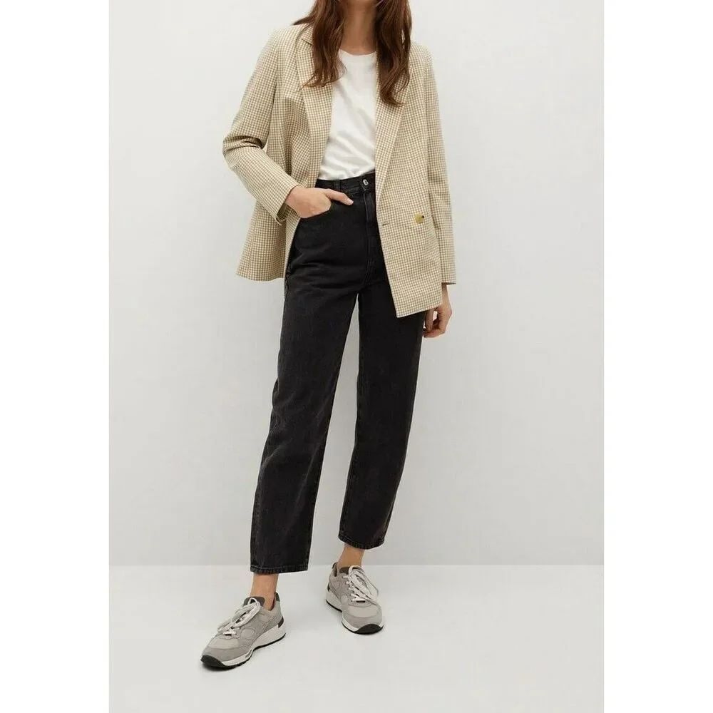 ✨Mango CHARLOTT Checkered Beige Sz Small Blazer✨
